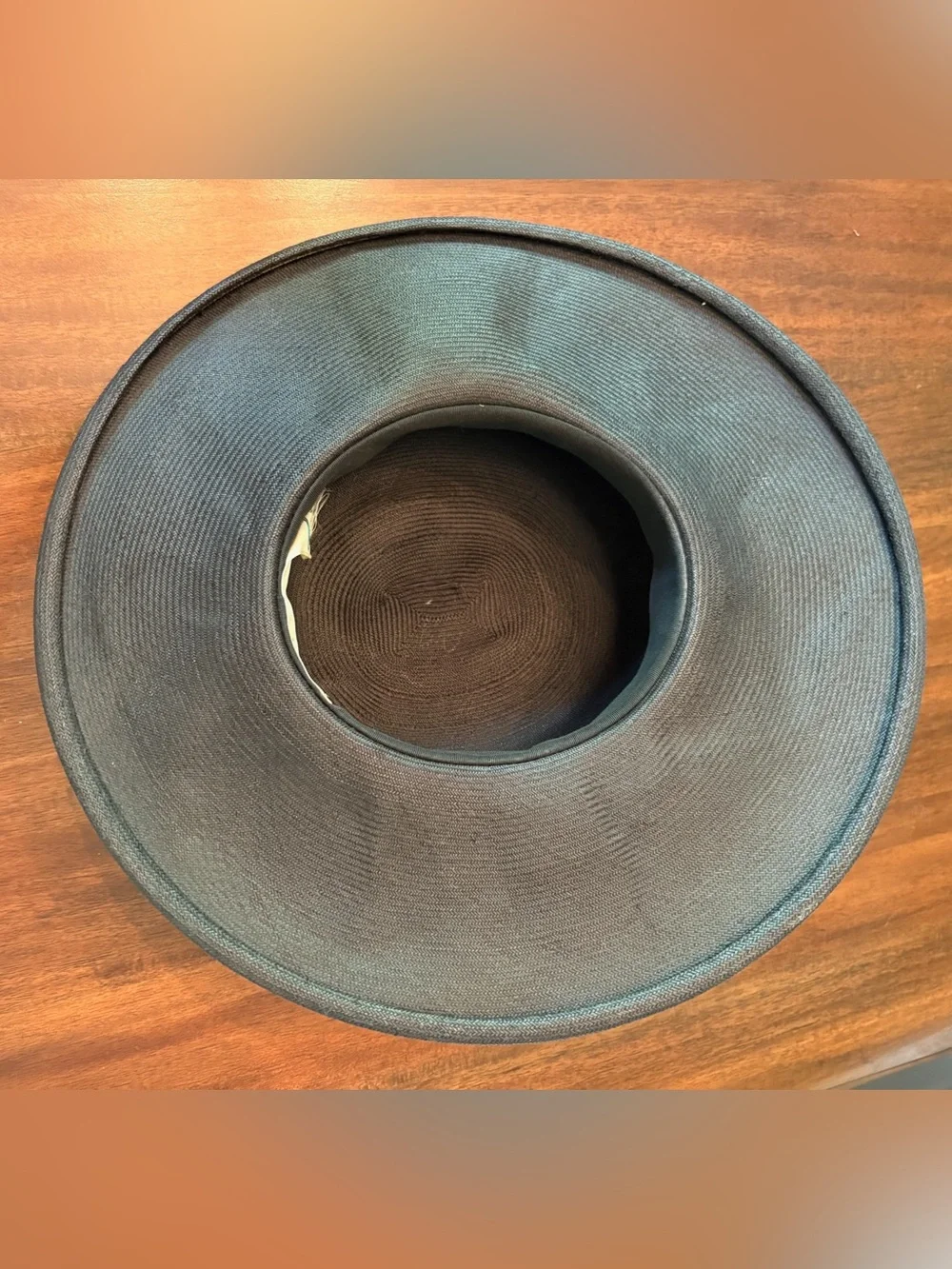 Vintage Miss Eileen Black Straw Hat Wide Brim 1970s Ribbon Derby Sun Hat